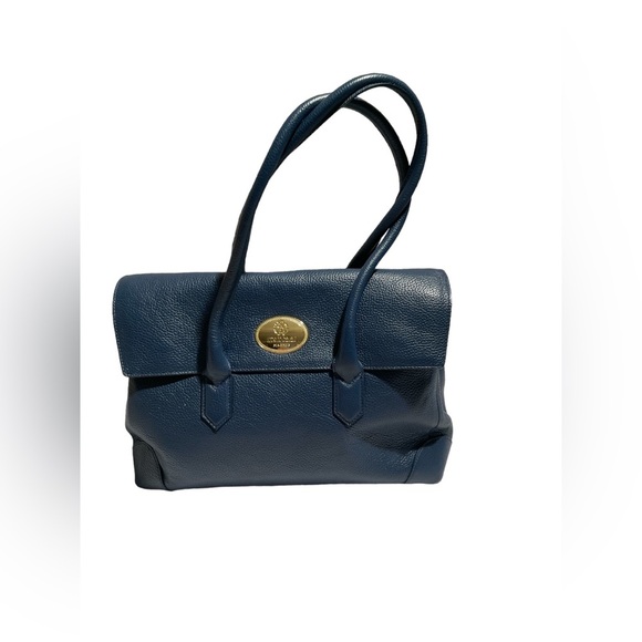 Roberto Cavalli Handbags - Roberto Cavalli Women’s Double Leather Handle Pebbled Blue Handbag